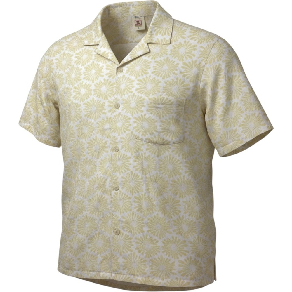 Dandy Del Mar XL Yellow White Floral Cotton Button Down Short Sleeve Shirt